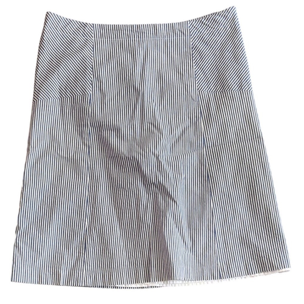 Talbots Womens Navy Blue White Striped A-Line Skirt Size‎ 8 Cotton Blend Lined